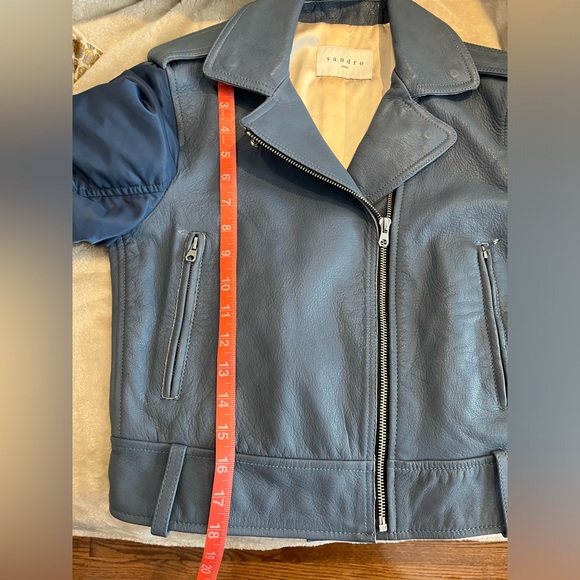 Sandro Women's Ruched Leather Biker Jacket - Picture 17 of 17